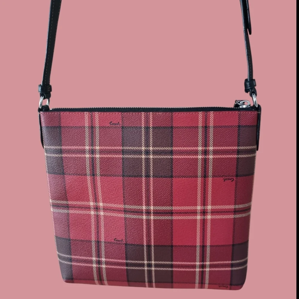 Coach Rowan File Bag With Tartan Plaid Print